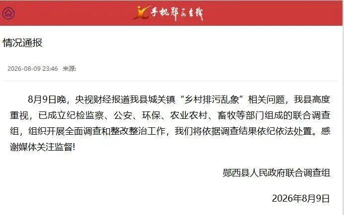 深夜通报！已成立联合调查组，全面开展排查整治